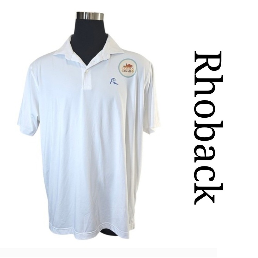 RHOBACK XXL White Polo Shirt Cayman Cigar Co. Golf Athletic Mens
